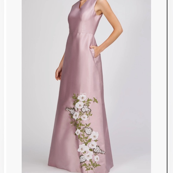 Kay Unger Aurelia Floral Sleeveless Taffeta Gown - Picture 2 of 13